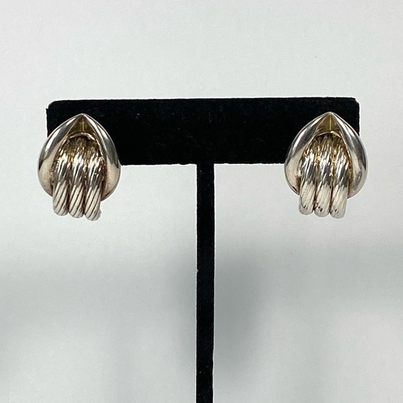 Earrings Silver Textured Tube Design Statement Silver Tone Vintage - Picture 12 of 12